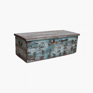 Blue & teak chest